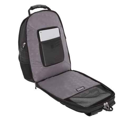 Рюкзак WENGER, 15”, чёрный/серебристый, полиэстер 900D/600D/искуственная кожа, 34x18x47 см, 29 л