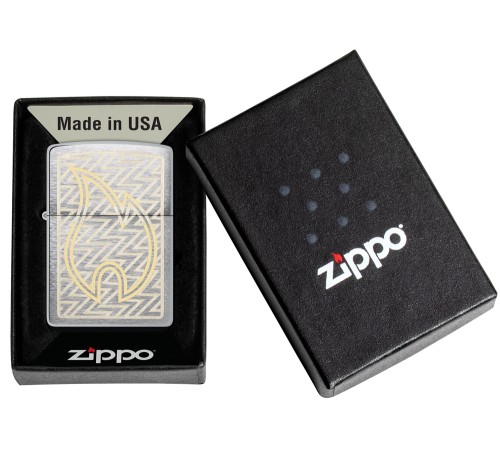 Зажигалка ZIPPO с покрытием Brushed Chrome, латунь/сталь, серебристая, 38x13x57 мм