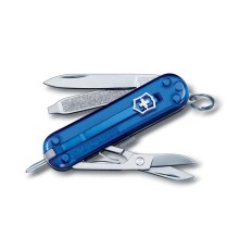 Нож-брелок VICTORINOX Signature, 58 мм, 7 функций, полупрозрачный синий