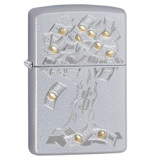 Зажигалка ZIPPO Money Tree Design с покрытием Satin Chrome, латунь/сталь, серебристая, 38x13x57 мм