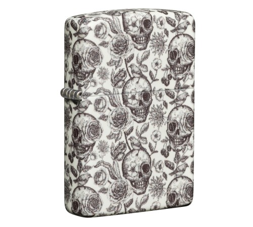 Зажигалка ZIPPO Skeleton с покрытием Glow in the Dark Green, латунь/сталь, серая, 38x13x57 мм