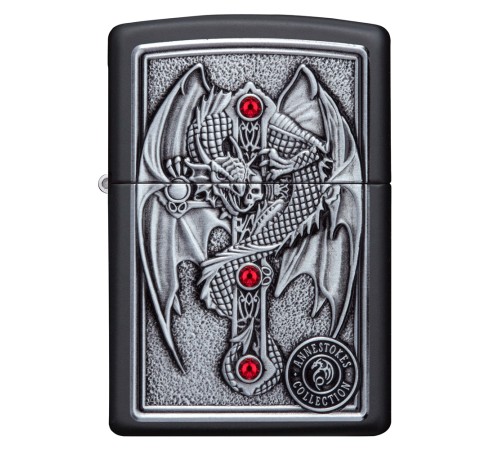 Зажигалка ZIPPO Winged Dragon Cross с покрытием Black Matte, латунь/сталь, чёрная, 38x13x57 мм