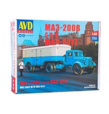 Сборная модель AVD МАЗ-200В с полуприцепом МАЗ-5217, 1/43