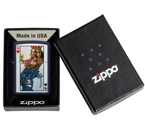 Зажигалка ZIPPO Queen Design с покрытием Navy Matte, латунь/сталь, синяя, матовая, 38x13x57 мм