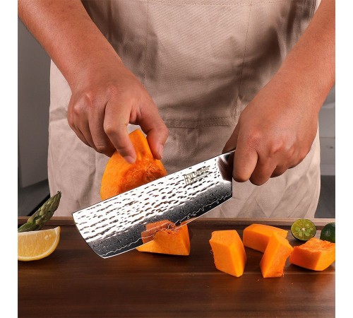 Нож из дамасской стали для овощей Keemake 7 Inch Nakiri Knife, синий