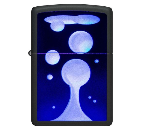Зажигалка ZIPPO Lava Lamp с покрытием Black Light, латунь/сталь, черная,матовая 38x13x57 мм