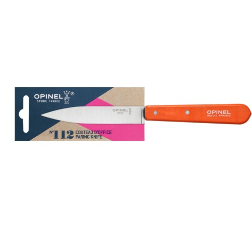 Нож столовый Opinel №112, деревянная рукоять, блистер, нержавеющая сталь, оранжевый, 001916