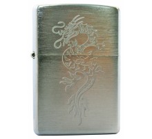 Зажигалка ZIPPO Dragon, с покрытием Brushed Chrome, латунь/сталь, серебристая, матовая, 38x13x57 мм