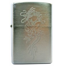 Зажигалка ZIPPO Dragon, с покрытием Brushed Chrome, латунь/сталь, серебристая, матовая, 38x13x57 мм
