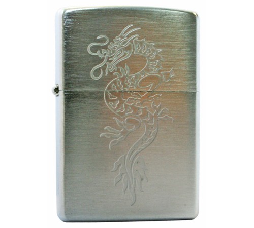 Зажигалка ZIPPO Dragon, с покрытием Brushed Chrome, латунь/сталь, серебристая, матовая, 38x13x57 мм
