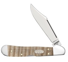 Нож перочинный ZIPPO Natural Curly Maple Mini CopperLock, 92 мм, бежевый + ЗАЖИГАЛКА ZIPPO 207