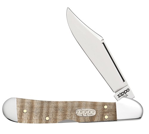 Нож перочинный ZIPPO Natural Curly Maple Mini CopperLock, 92 мм, бежевый + ЗАЖИГАЛКА ZIPPO 207
