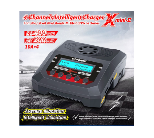 Универсальное зарядное устройство G.T.Power X4MINI 200 W Dual Power 19-26/220В, 10Aх4