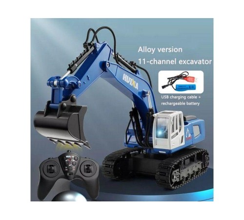 Радиоуправляемый экскаватор HUI NA TOYS, синий 2.4G 9CH 1/18 RTR