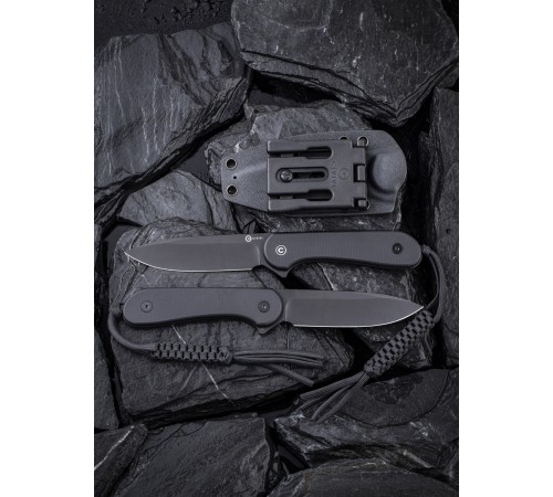 Нож CIVIVI Fixed Blade Elementum D2 Steel Black Stonewash Handle G10 Black