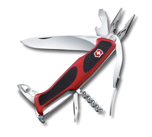 Нож перочинный VICTORINOX RangerGrip 74, 130 мм, 14 функций, с фиксатором лезвия, красный с чёрным
