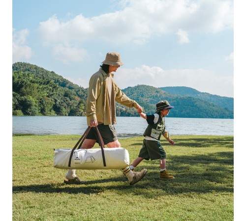 Палатка Naturehike Ango Automatic CNK2550WS010 трёхместная, большая, c навесом, бежевая с коричневым
