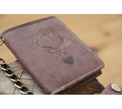 Бумажник KLONDIKE «Wayne Deer», натуральная кожа в светло-коричневом цвете, 10,5 х 12,5 х 2,5 см