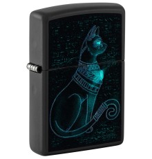 Зажигалка ZIPPO Spiritual Cat с покрытием Black Light, латунь/сталь, черная, матовая 38x13x57 мм