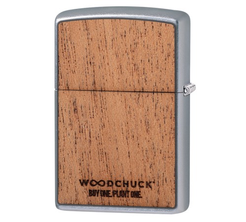 Зажигалка ZIPPO WOODCHUCK с покрытием Street Chrome™, латунь/сталь/дерево, серебристая, 38x13x57 мм