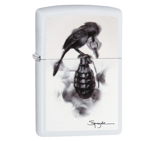 Зажигалка ZIPPO Spazuk с покрытием White Matte, латунь/сталь, белая, матовая, 38x13x57 мм