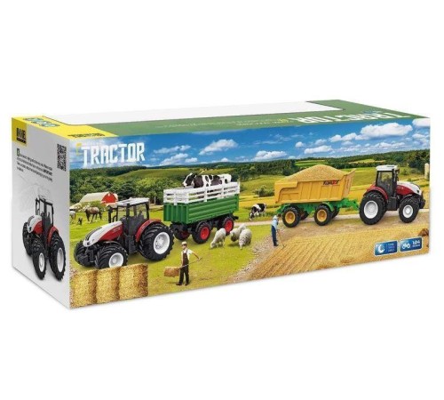Р/У фермерский трактор Korody с прицепом, широкие колеса 1/24 2.4G 6CH RTR