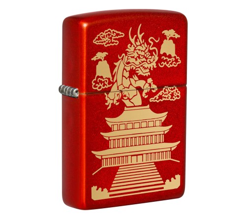 Зажигалка ZIPPO Eastern Design с покрытием Metallic Red, латунь/сталь, красная, 38x13x57 мм
