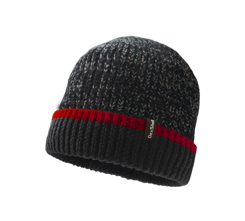 Шапка водонепроницаемая Dexshell Cuffed Beanie, DH353RED черная с красной полоской, размер L/XL, DH353REDLXL