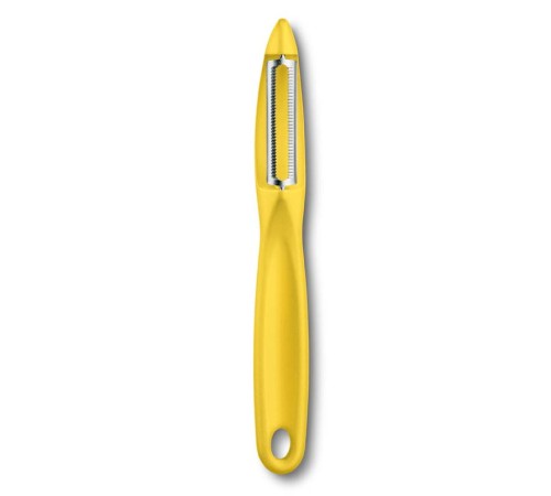 Нож для чистки овощей VICTORINOX универсальный, двустороннее зубчатое лезвие, жёлтая рукоять