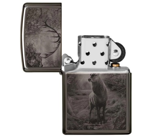 Зажигалка ZIPPO Classic с покрытием Black Ice®, латунь/сталь, чёрная, глянцевая, 38x13x57 мм