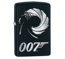 Зажигалка ZIPPO James Bond 007™ с покрытием Black Matte, латунь/сталь, чёрная, матовая, 36x12x56 мм