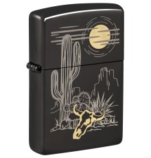 Зажигалка ZIPPO Western с покрытием High Polish Black, латунь/сталь, черная, глянцевая, 38x13x57 мм