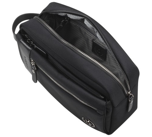 Несессер мужской BUGATTI Nero, чёрный, нейлон 1680D/кожа, 24х7,5х16 см
