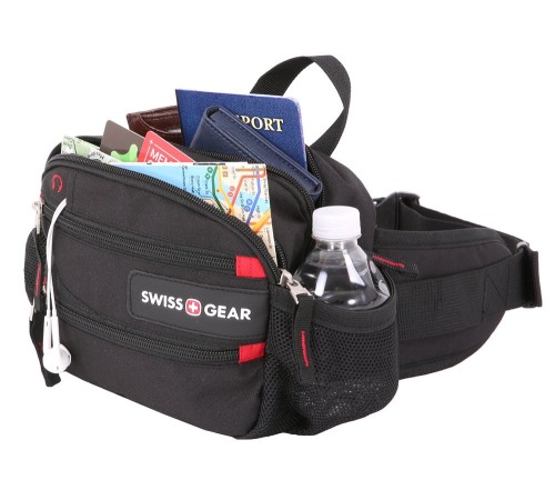 Сумка на пояс SWISSGEAR, черный, полиэстер M2, 23х10х15 см