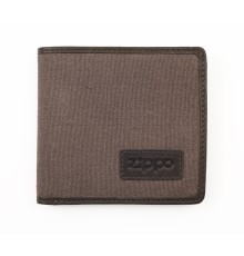 Портмоне ZIPPO, коричневое, натуральная кожа / холщовая ткань, 11x1,5x10,5 см