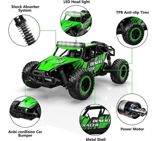 Радиоуправляемый внедорожник Volantex RC Desert King зеленый 4WD 2.4G 1/16 RTR