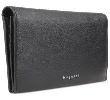 Кошелёк женский BUGATTI Lady Top, чёрный, натуральная воловья кожа, 19,5х2х10 см