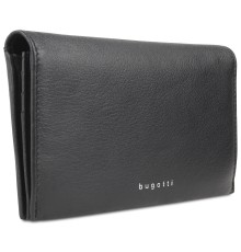 Кошелёк женский BUGATTI Lady Top, чёрный, натуральная воловья кожа, 19,5х2х10 см