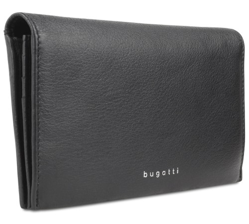 Кошелёк женский BUGATTI Lady Top, чёрный, натуральная воловья кожа, 19,5х2х10 см