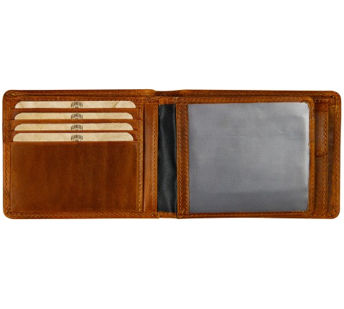 Бумажник KLONDIKE DIGGER «Angus», натуральная кожа в коньячном цвете, 12 х 9 x 2,5 см