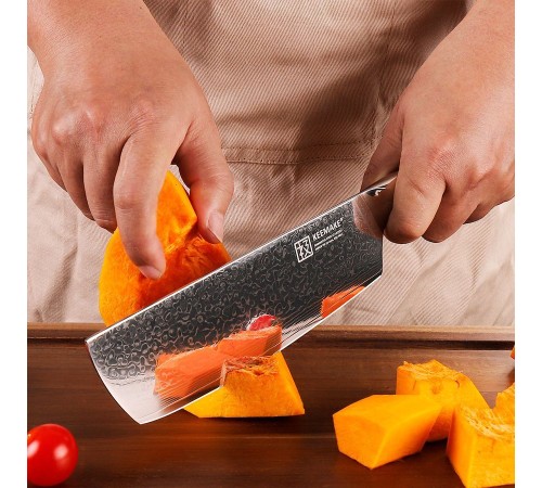 Нож из дамасской стали для овощей Keemake 7 Inch Nakiri Knife, бежевый