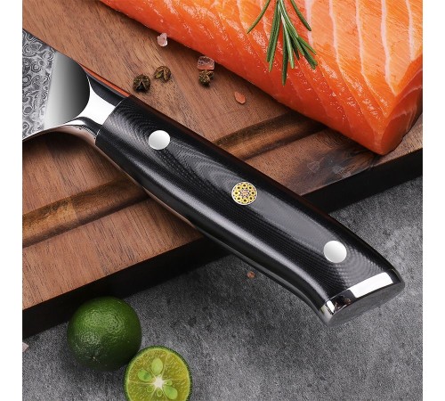 Нож сантоку из дамасской стали Keemake 7 Inch Santoku Knife, черный