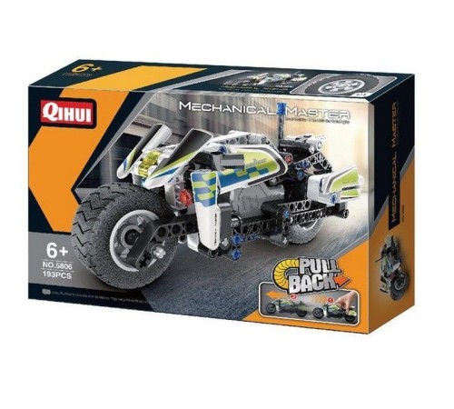 Конструктор Qihui Mechanical Master Полицейский мотоцикл совместим с QH5805, инерц. (193 детали)