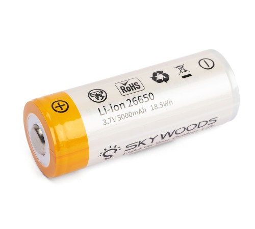 Аккумулятор SKYWOODS 26650, 5000mAh, 1000 циклов перезарядки