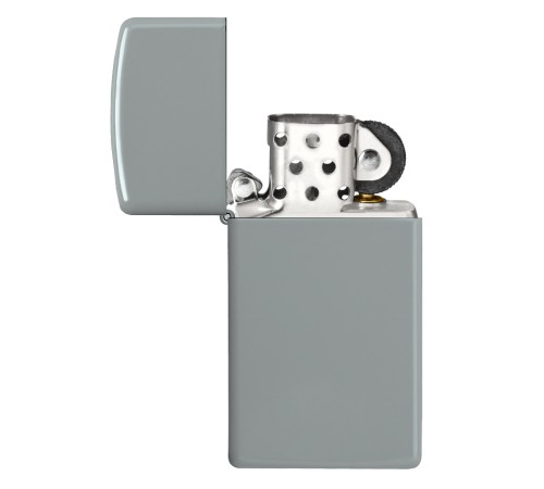 Зажигалка ZIPPO Slim® с покрытием Flat Grey, латунь/сталь, серая, матовая, 29x10x60 мм