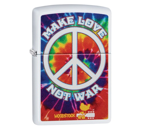 Зажигалка ZIPPO Woodstock® с покрытием White Matte, латунь/сталь, белая, матовая, 38x13x57 мм