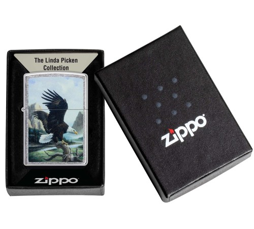 Зажигалка ZIPPO Linda Picken с покрытием Street Chrome, латунь/сталь, серебристая, 38x13x57 мм
