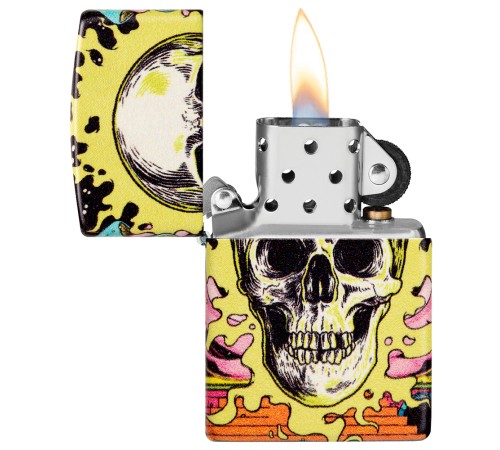 Зажигалка ZIPPO Skull Design с покрытием Glow In The Dark Green,латунь/сталь,разноцветная38x13x57 мм
