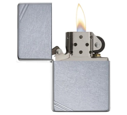 Зажигалка ZIPPO Vintage с покрытием Street Chrome™, латунь/сталь, серебристая, матовая, 38x13x57 мм