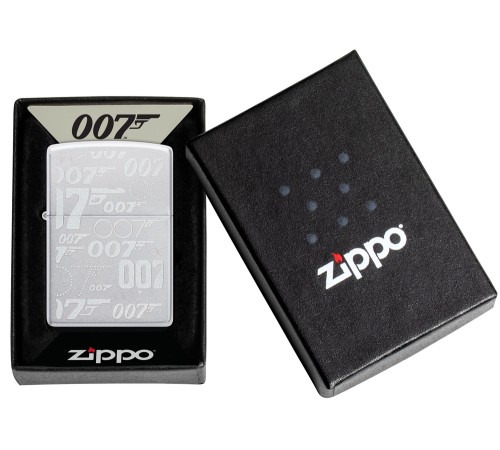 Зажигалка ZIPPO James Bond™ с покрытием Satin Chrome, латунь/сталь, серебристая, 38x13x57 мм